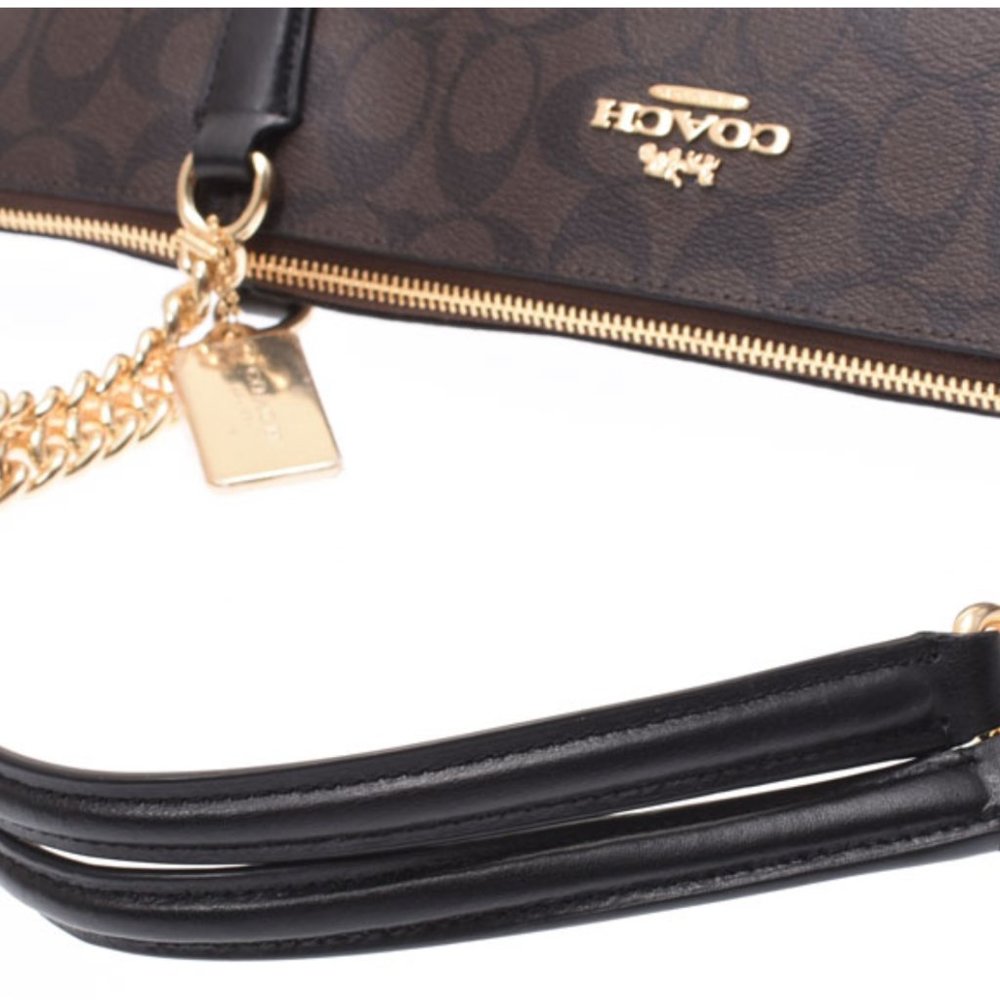 NEW Coach Signature Gold Chain Shoulder Bag Tote - Picture 4 of 8